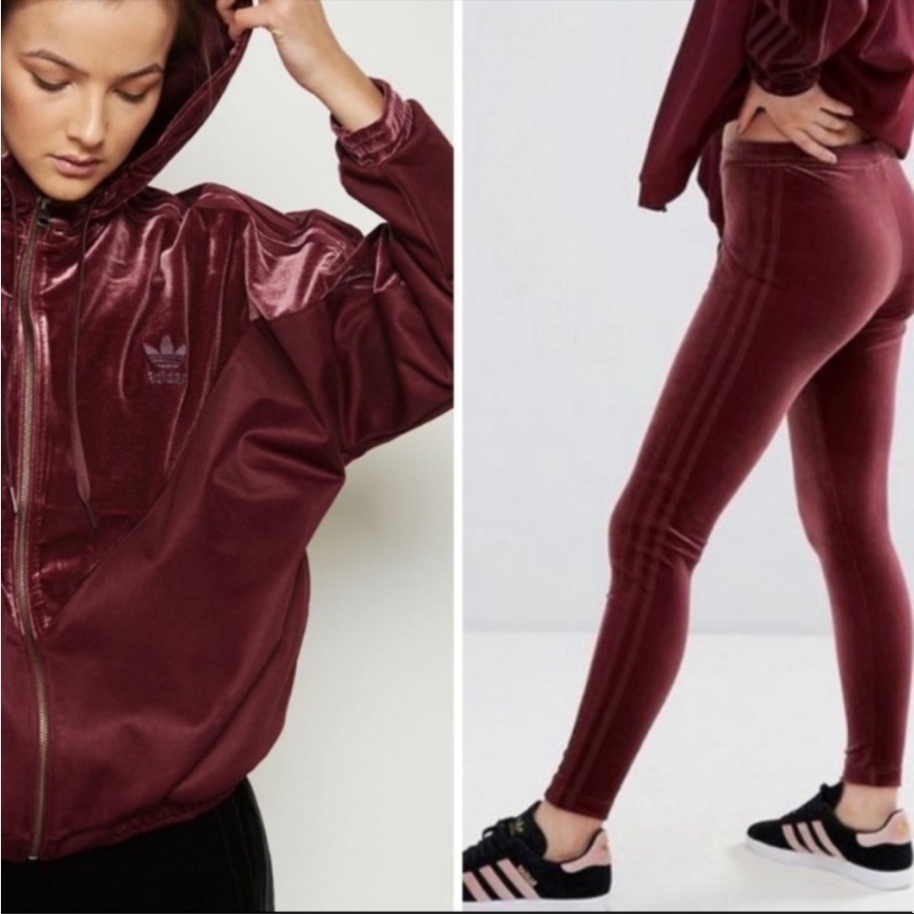 Adidas velour track suit